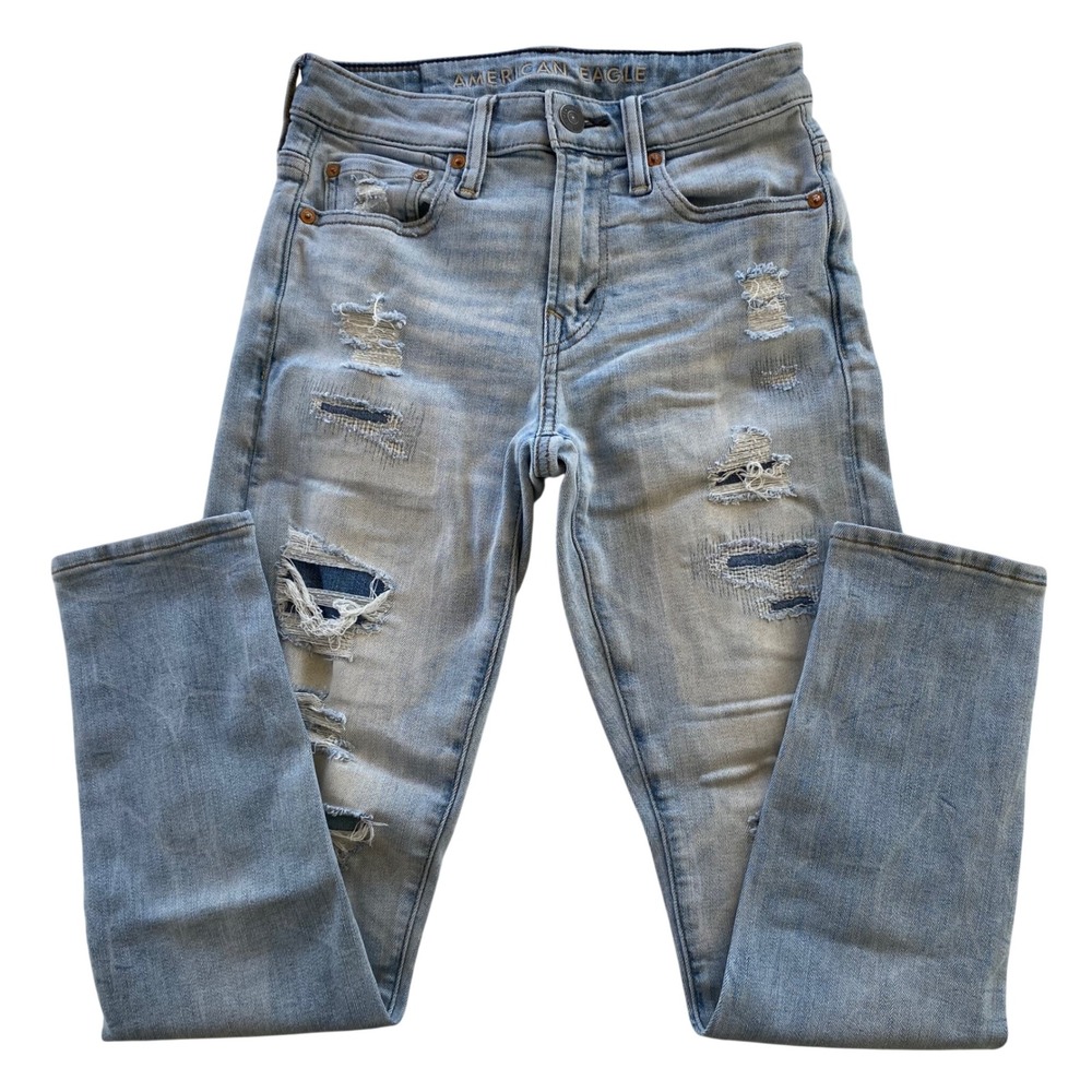American Eagle Athletic Skinny Jeans‎ Mens 26x28 Distressed Airflex+ Temp Tech